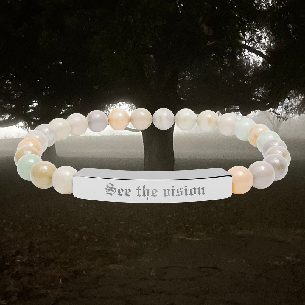 Engraved Natural Stone Bar Bracelet