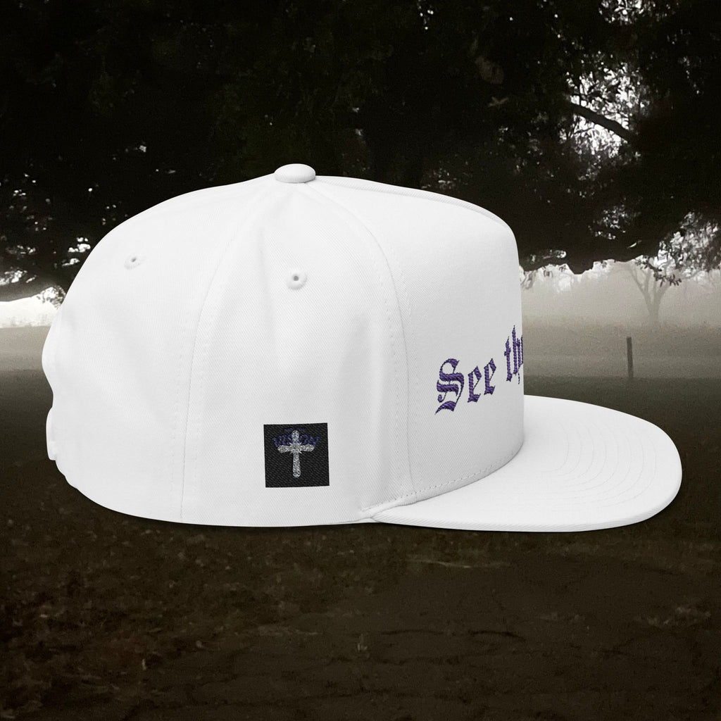 See the Vision Flat Bill Cap — Embroidered Gothic Script Snapback