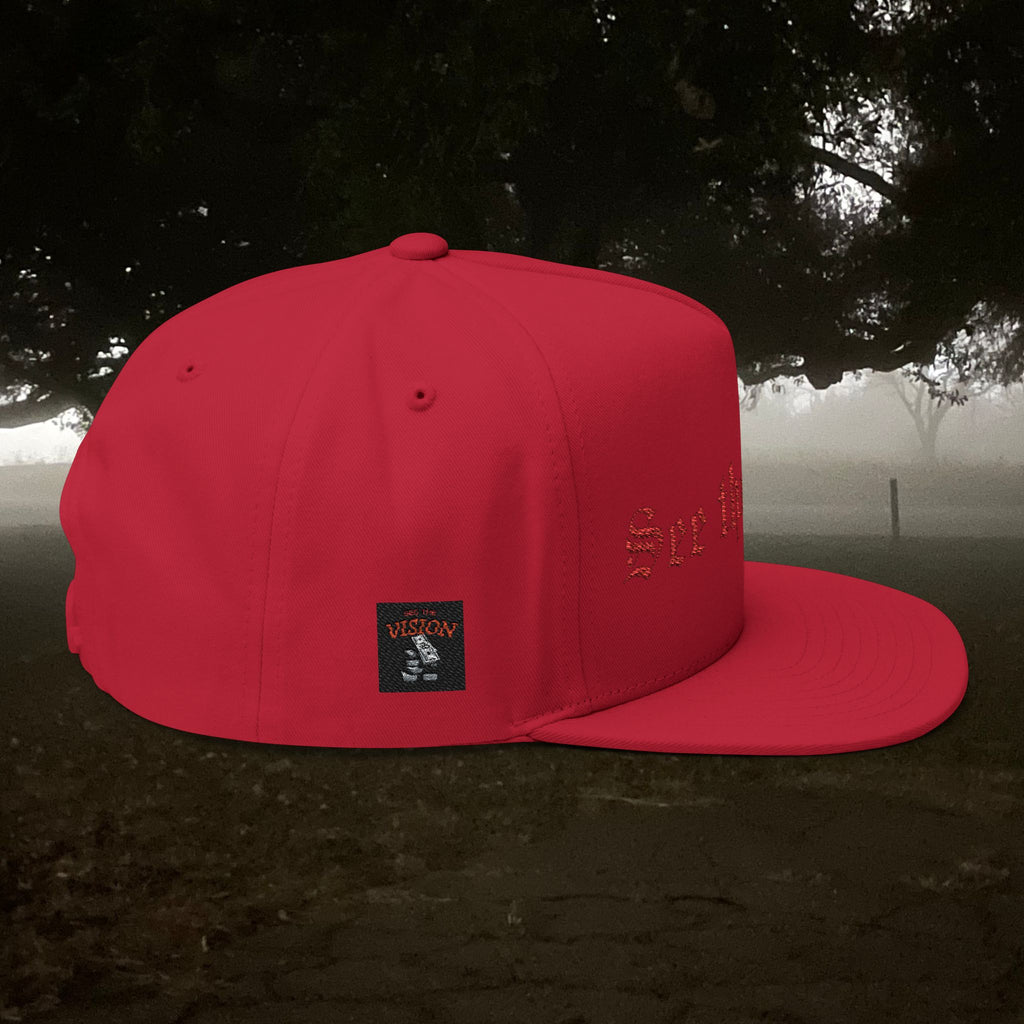 See The Vision Flat Bill Cap — Embroidered Gothic Snapback
