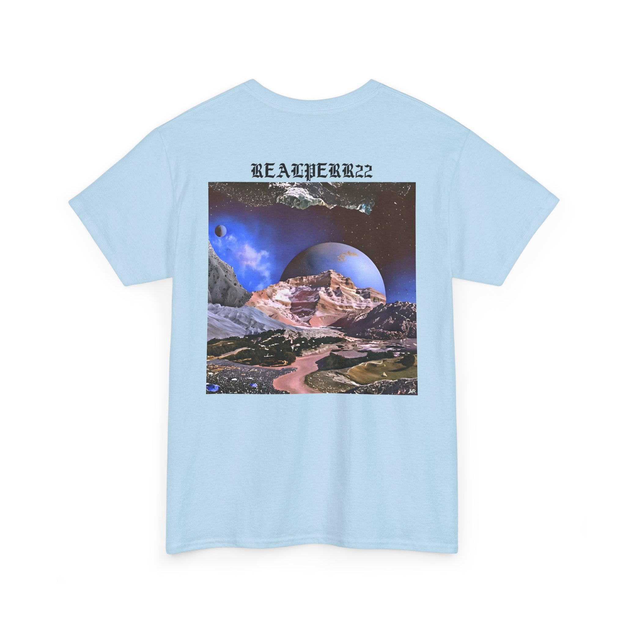 Planet X 22 Graphic Tee — Retro Space Collage T-Shirt ("PLANET X 22 / REALPERR22")