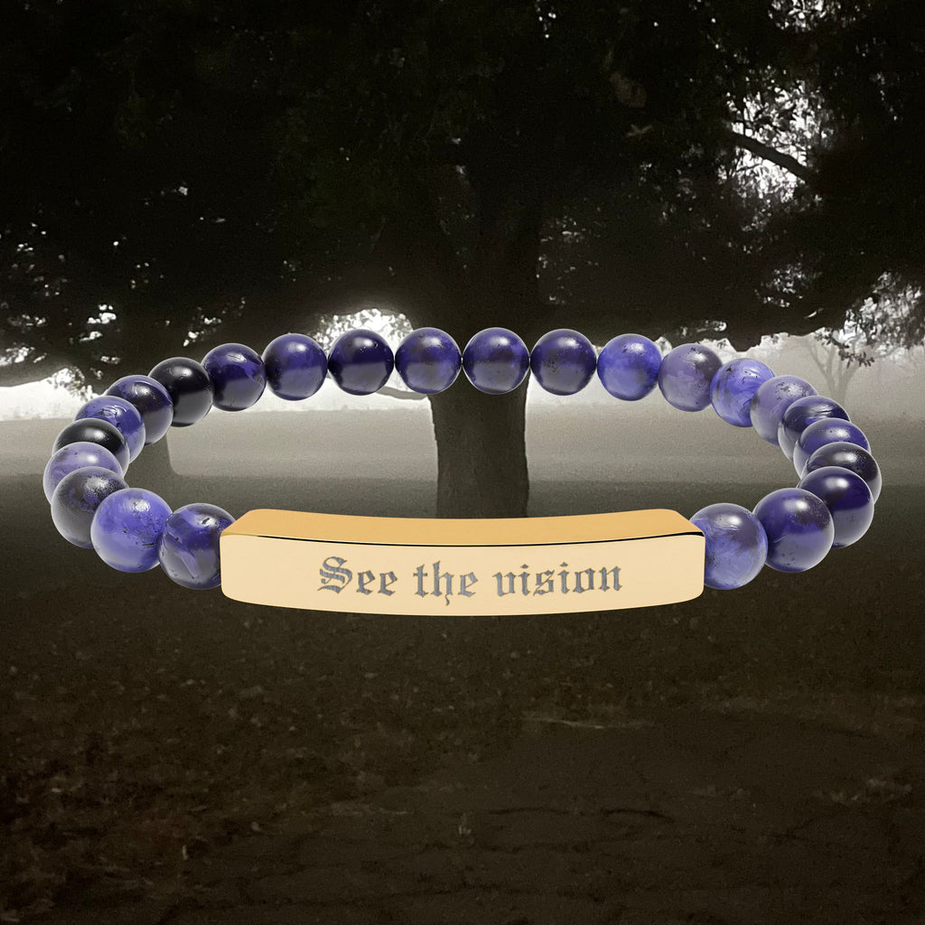 Engraved Natural Stone Bar Bracelet