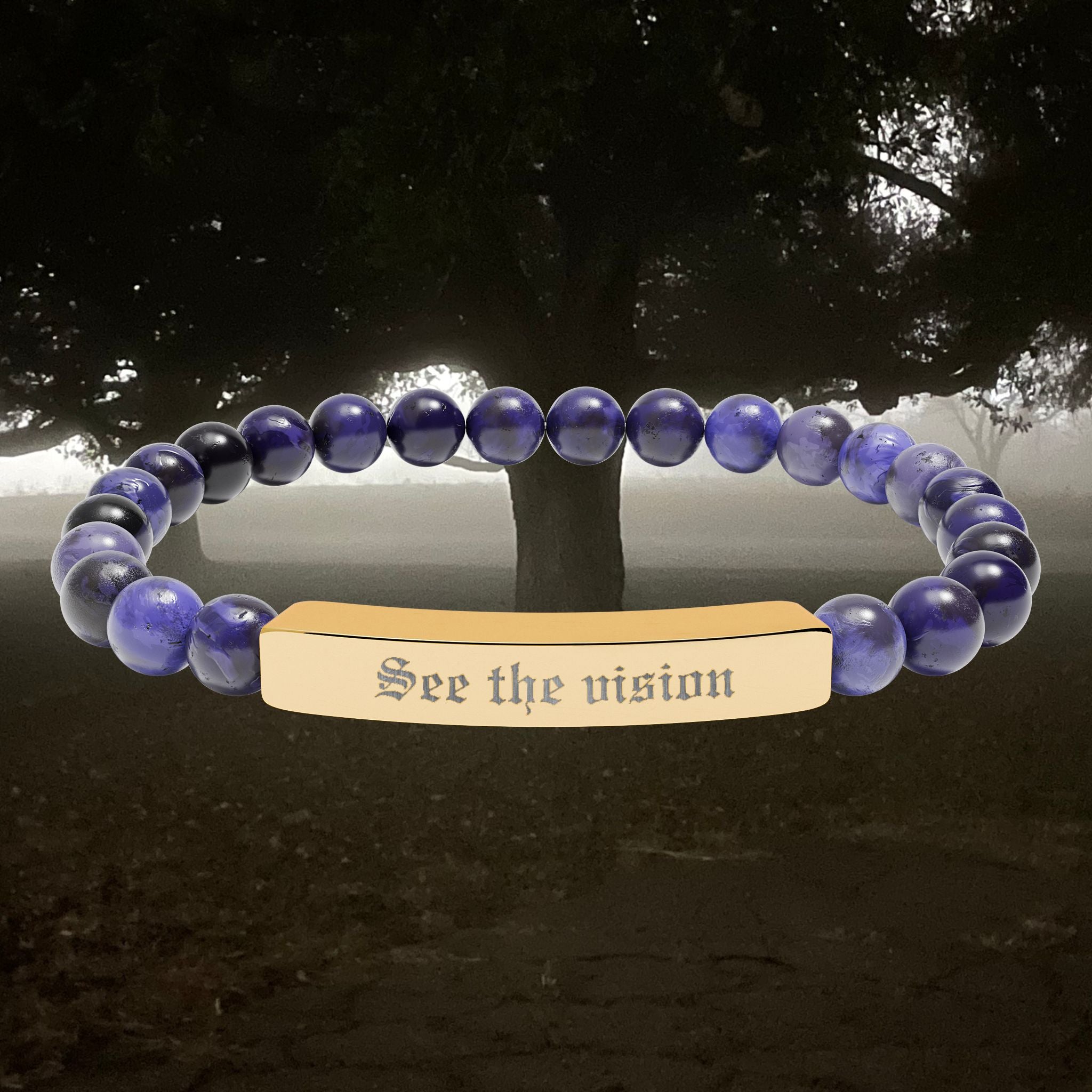 Engraved Natural Stone Bar Bracelet