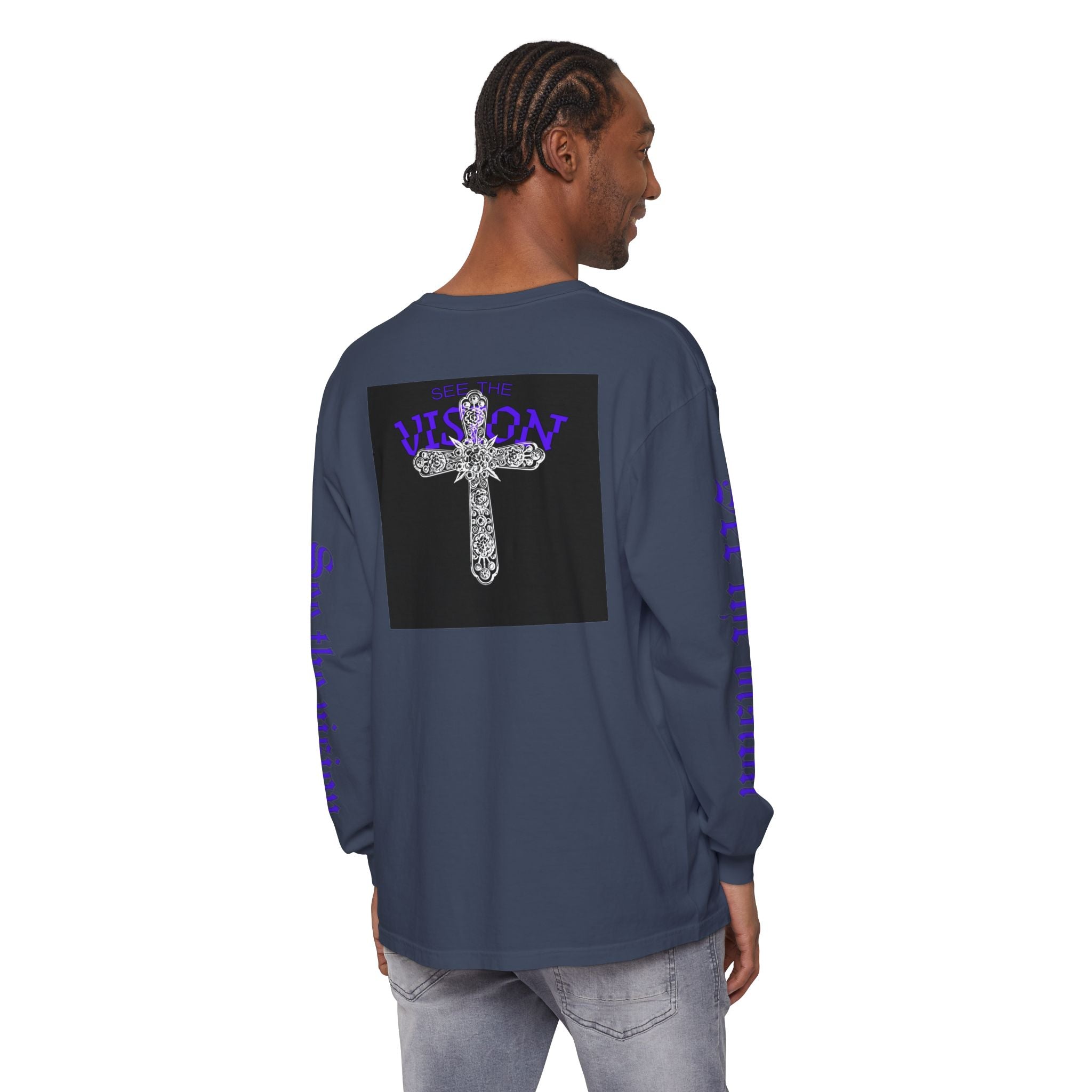 See The Vision Long Sleeve Tee — Gothic Cross Graphic