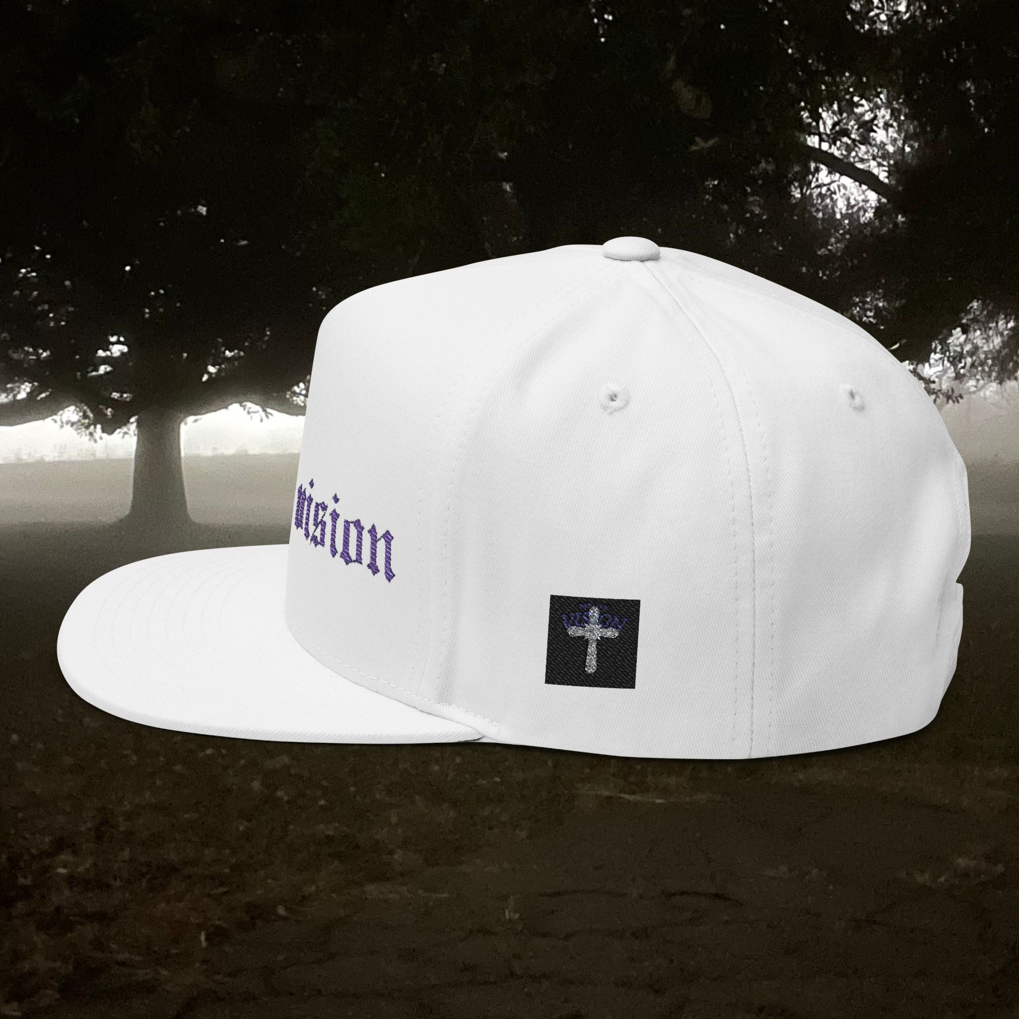 See the Vision Flat Bill Cap — Embroidered Gothic Script Snapback