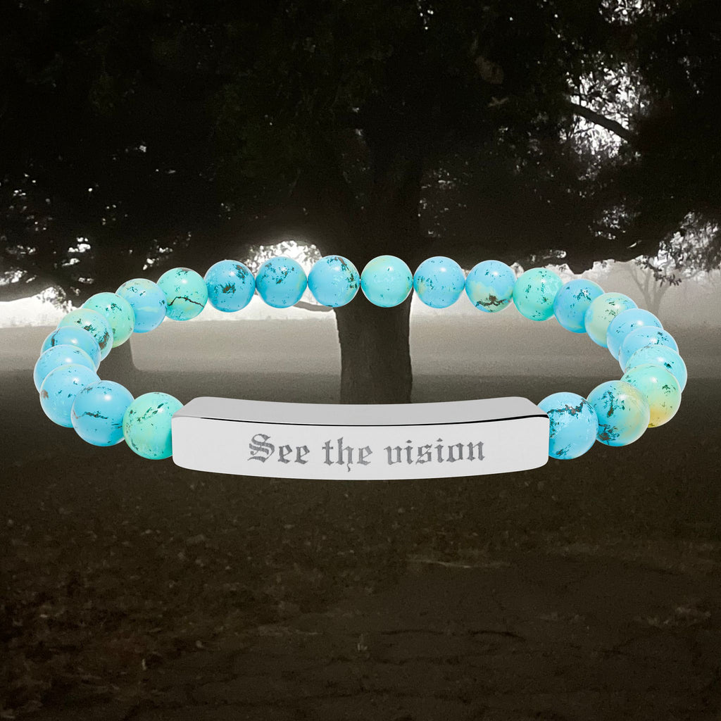 Engraved Natural Stone Bar Bracelet