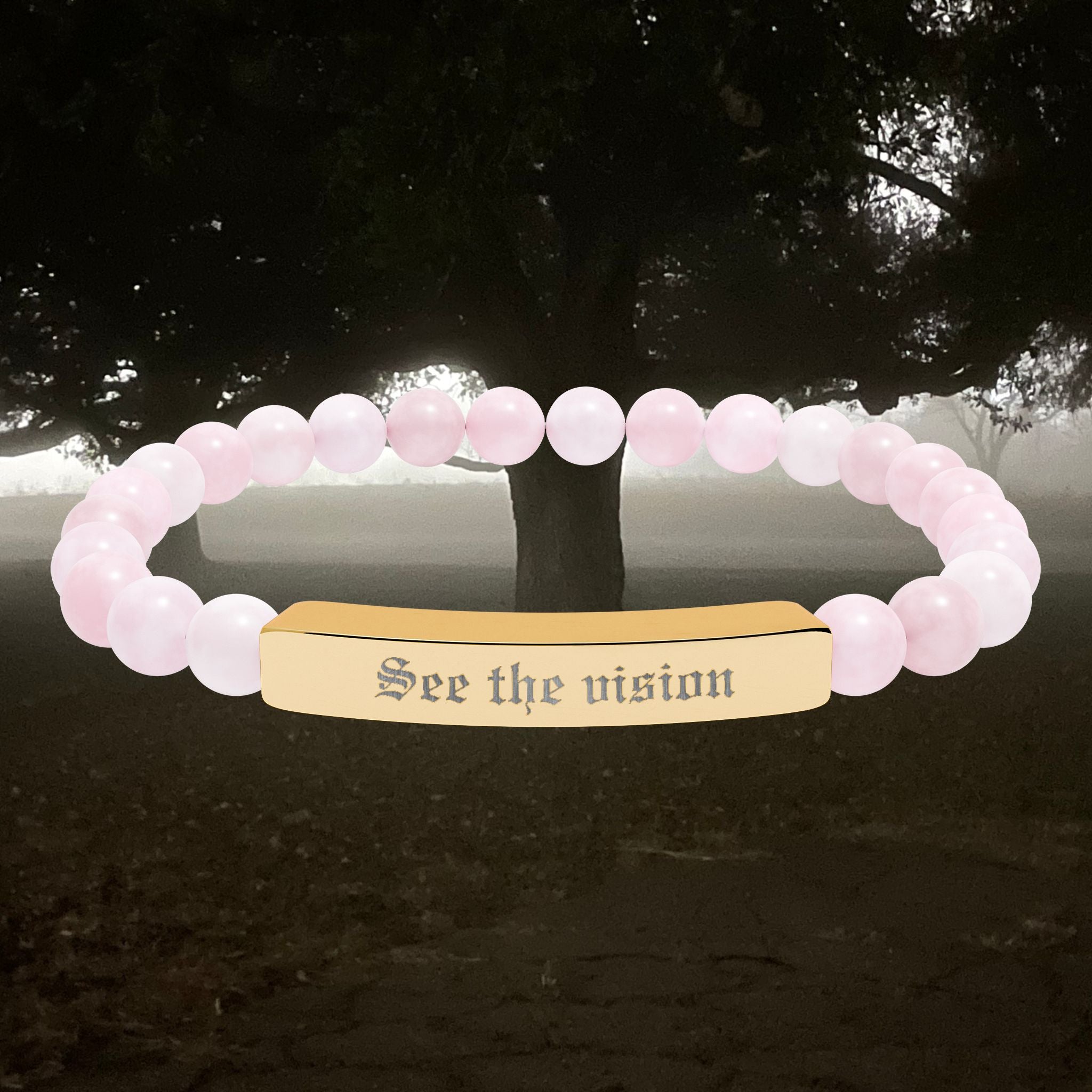 Engraved Natural Stone Bar Bracelet