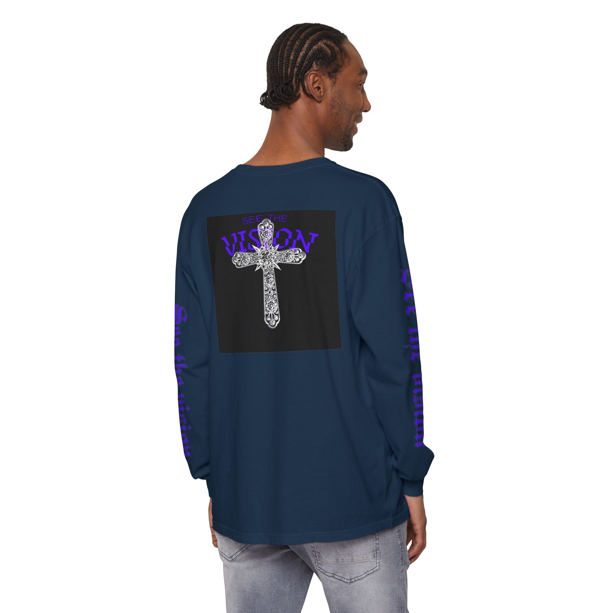 See The Vision Long Sleeve Tee — Gothic Cross Graphic