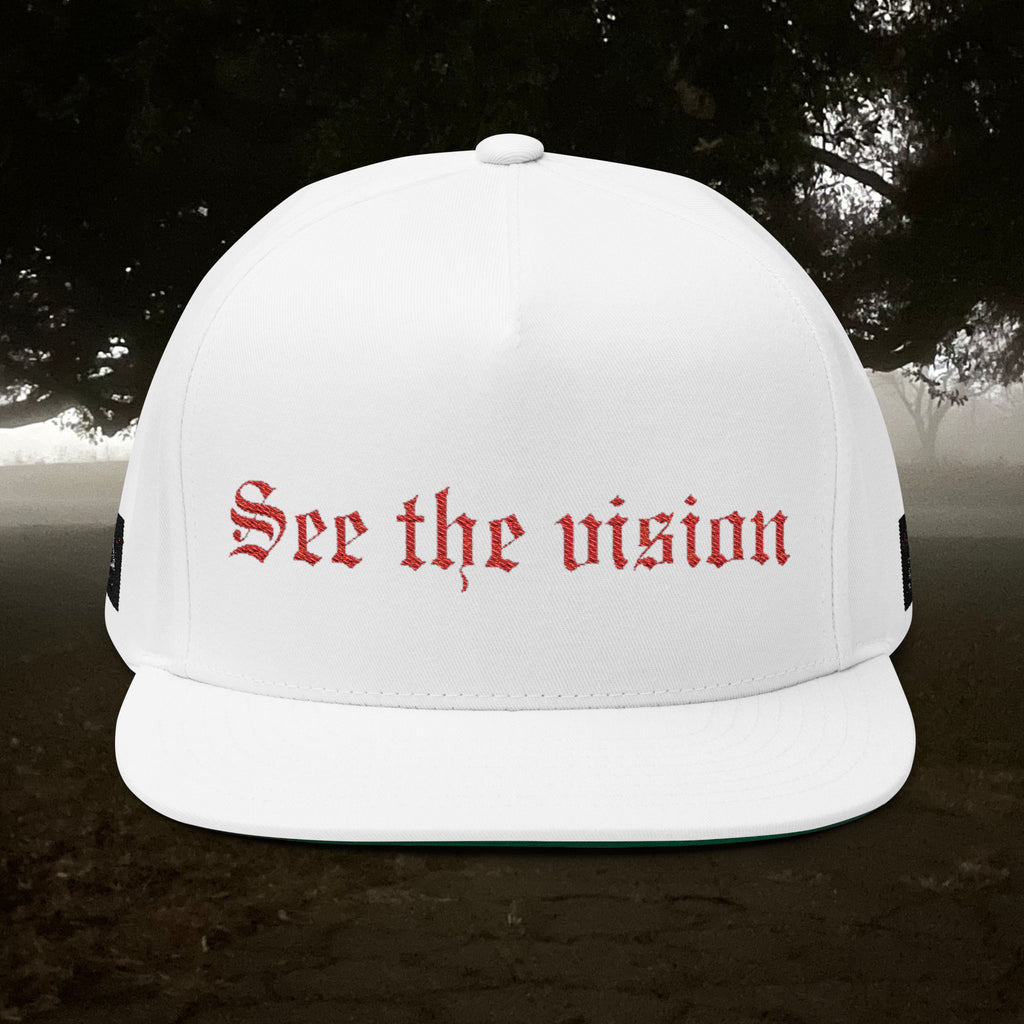 See The Vision Flat Bill Cap — Embroidered Gothic Snapback
