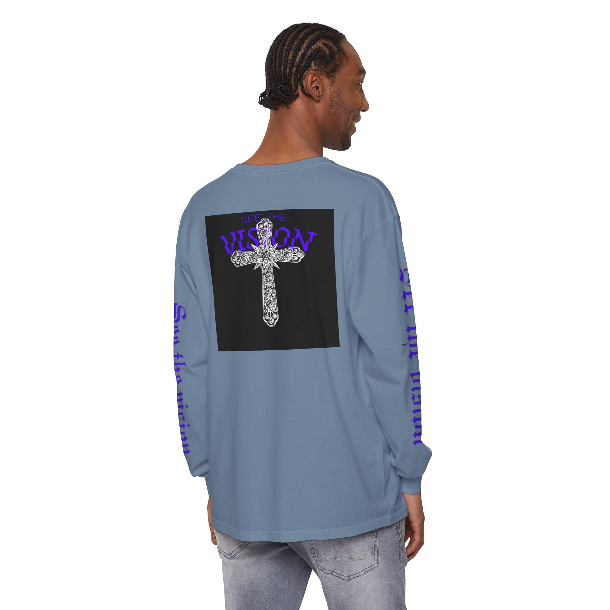 See The Vision Long Sleeve Tee — Gothic Cross Graphic