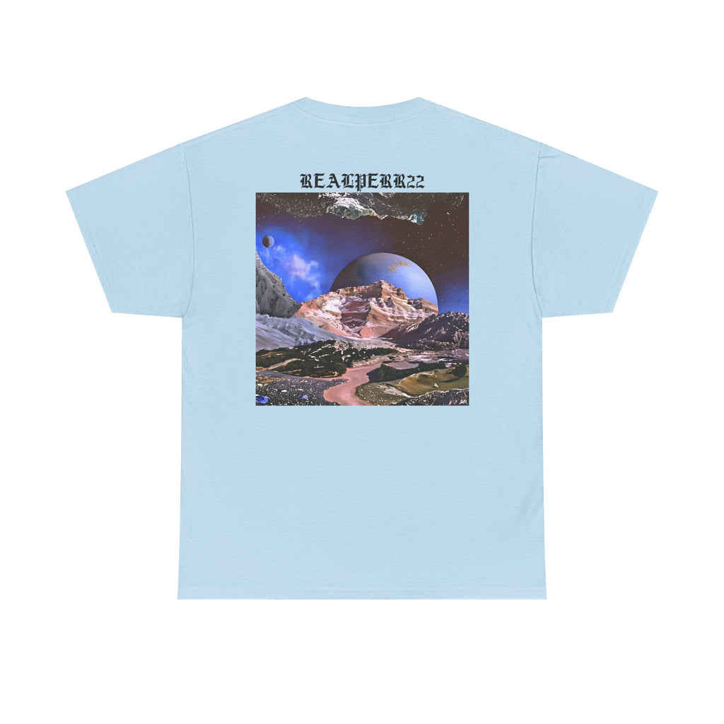 Planet X 22 Graphic Tee — Retro Space Collage T-Shirt ("PLANET X 22 / REALPERR22")
