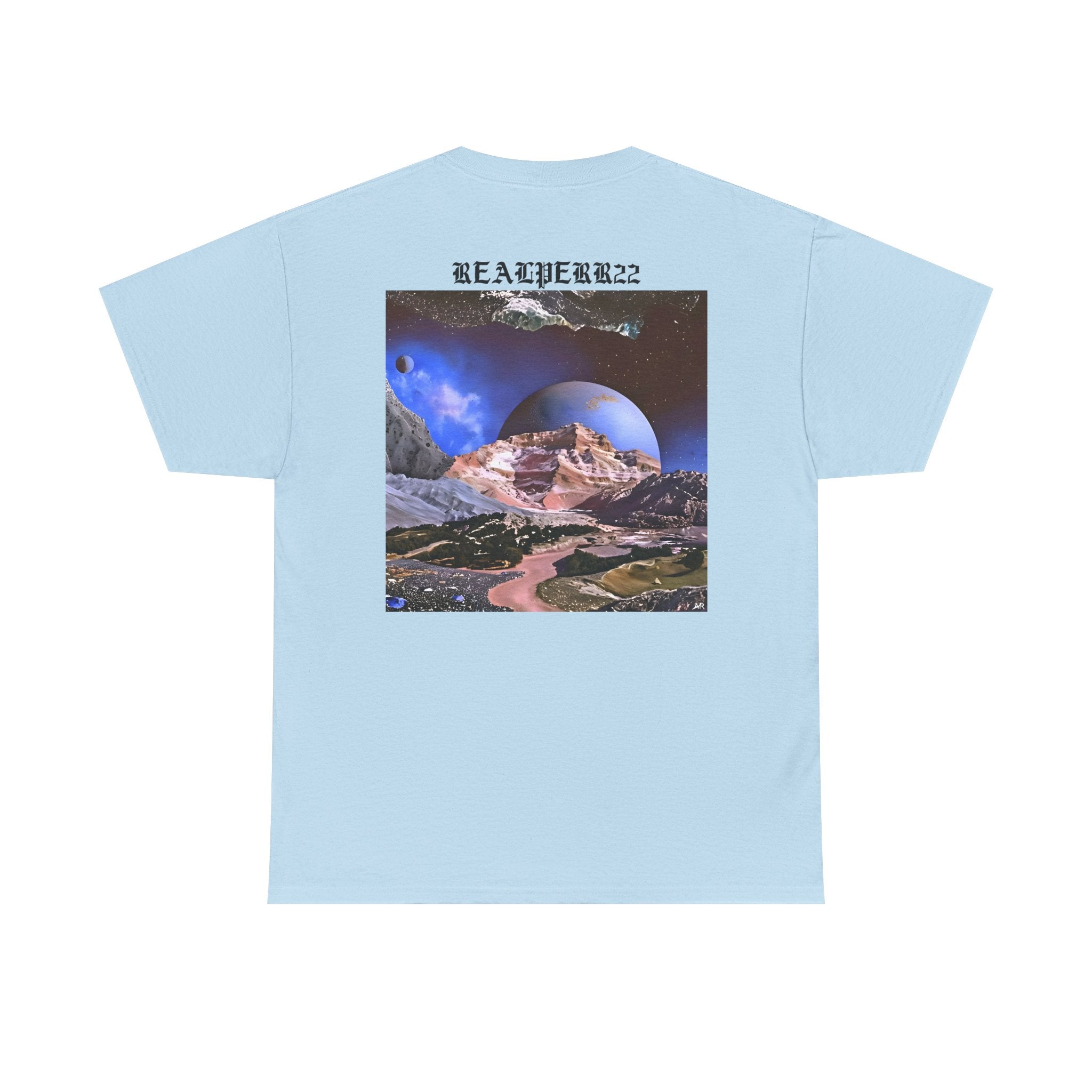 Planet X 22 Graphic Tee — Retro Space Collage T-Shirt ("PLANET X 22 / REALPERR22")