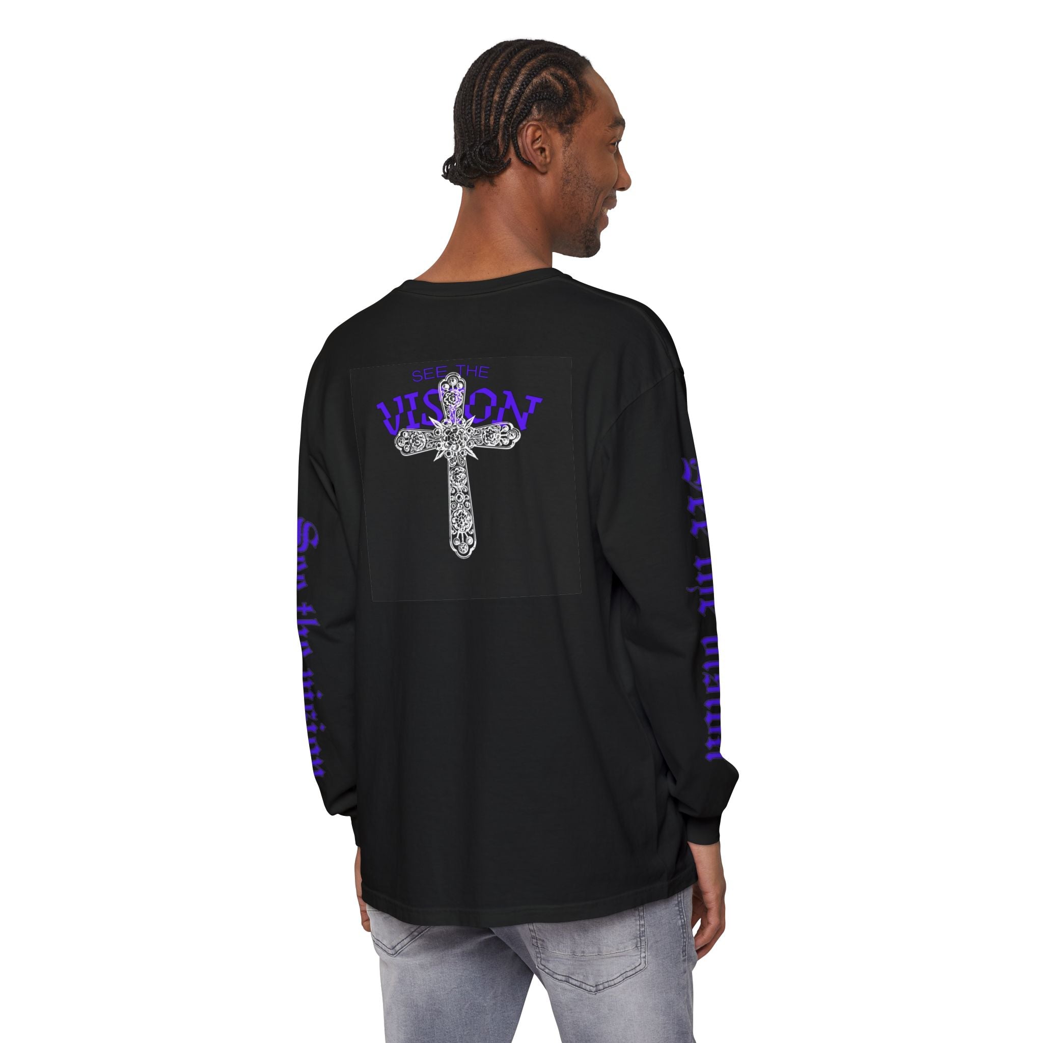 See The Vision Long Sleeve Tee — Gothic Cross Graphic