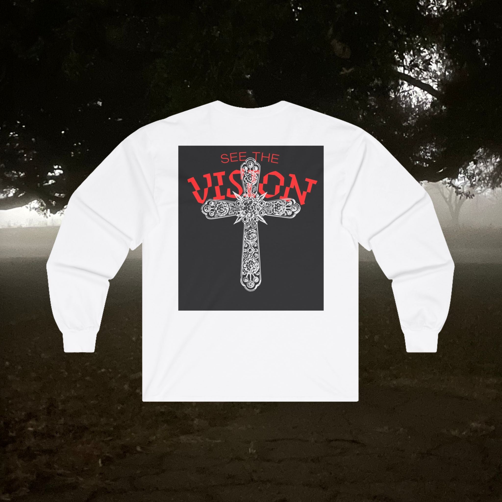 See the Vision Long Sleeve Tee — Gothic Cross Graphic