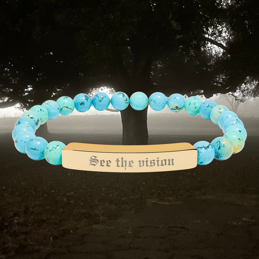 Engraved Natural Stone Bar Bracelet