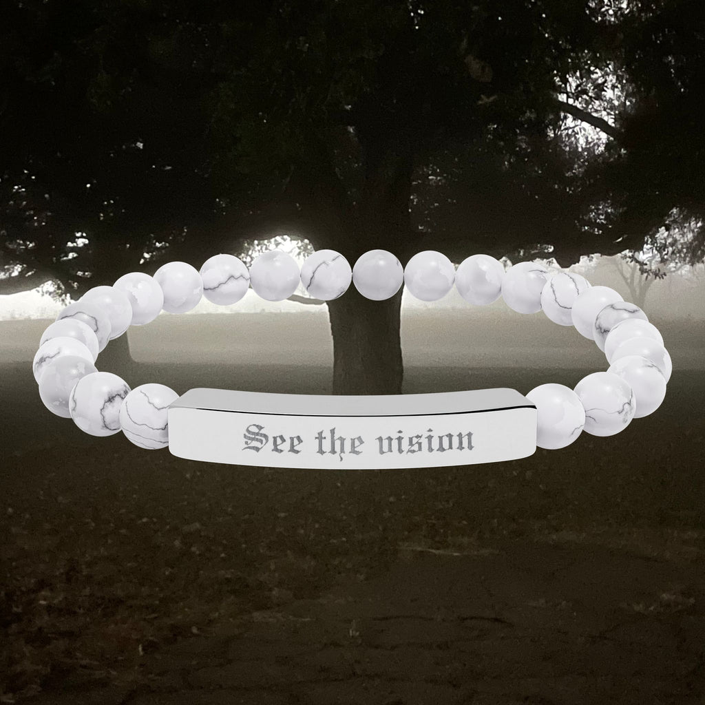 Engraved Natural Stone Bar Bracelet