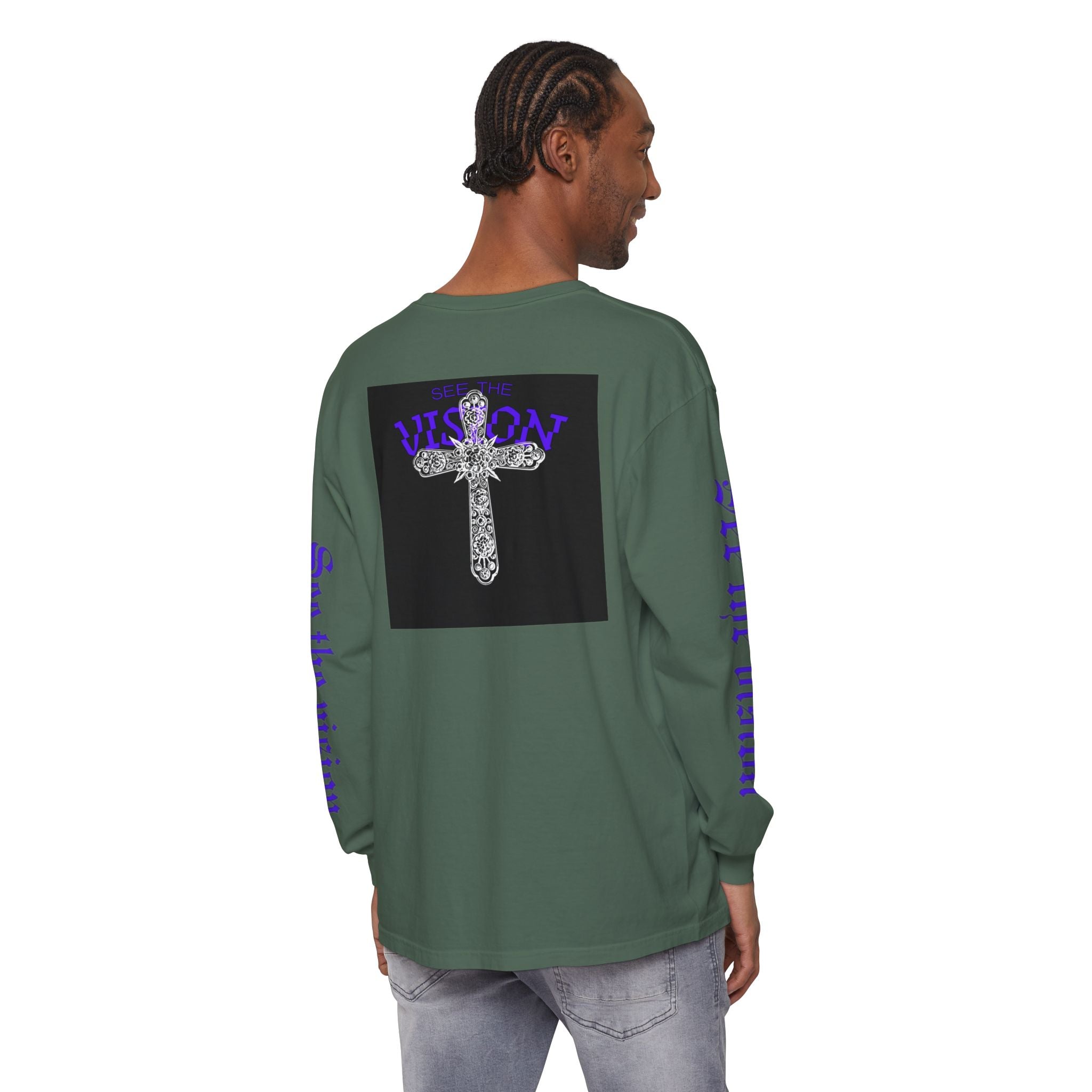 See The Vision Long Sleeve Tee — Gothic Cross Graphic