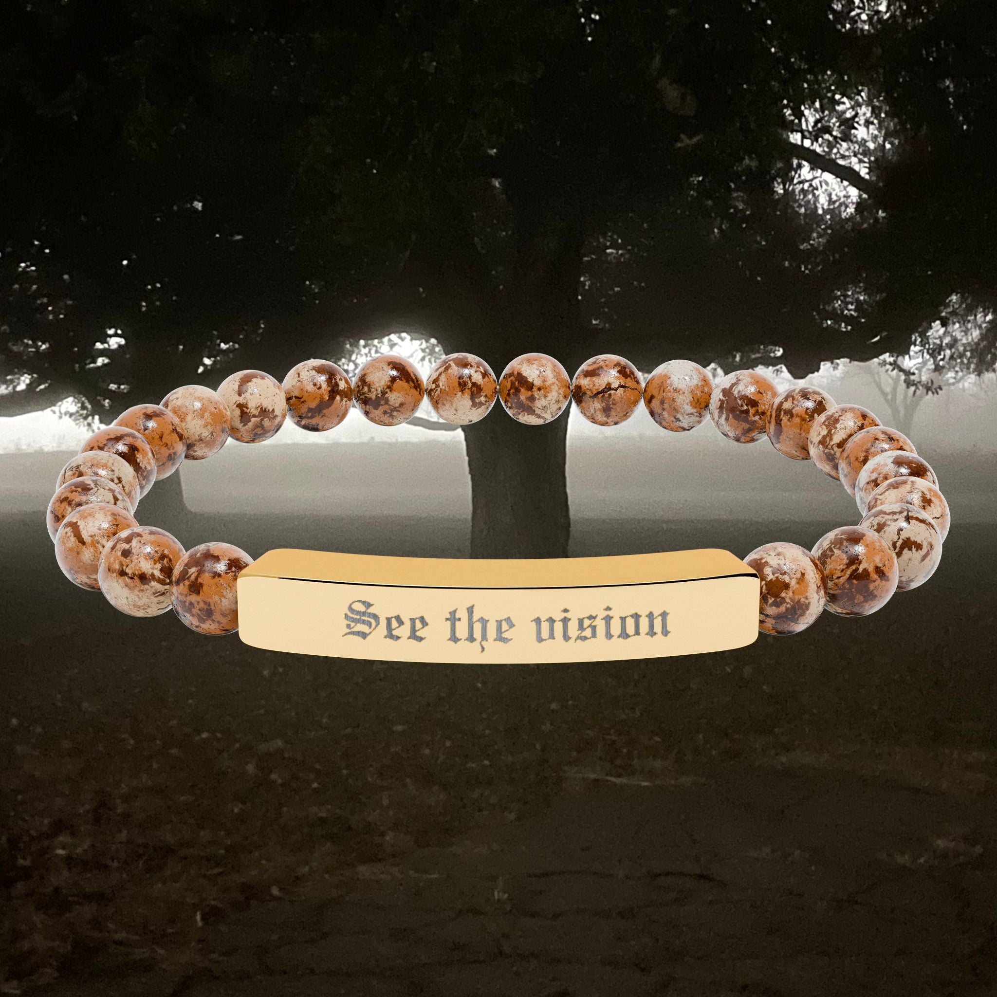 Engraved Natural Stone Bar Bracelet