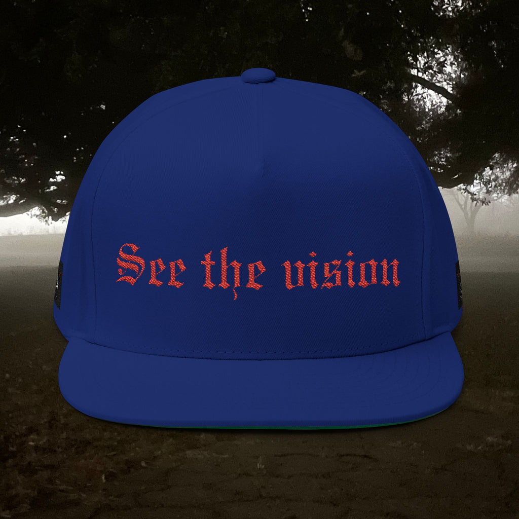 See The Vision Flat Bill Cap — Embroidered Gothic Snapback