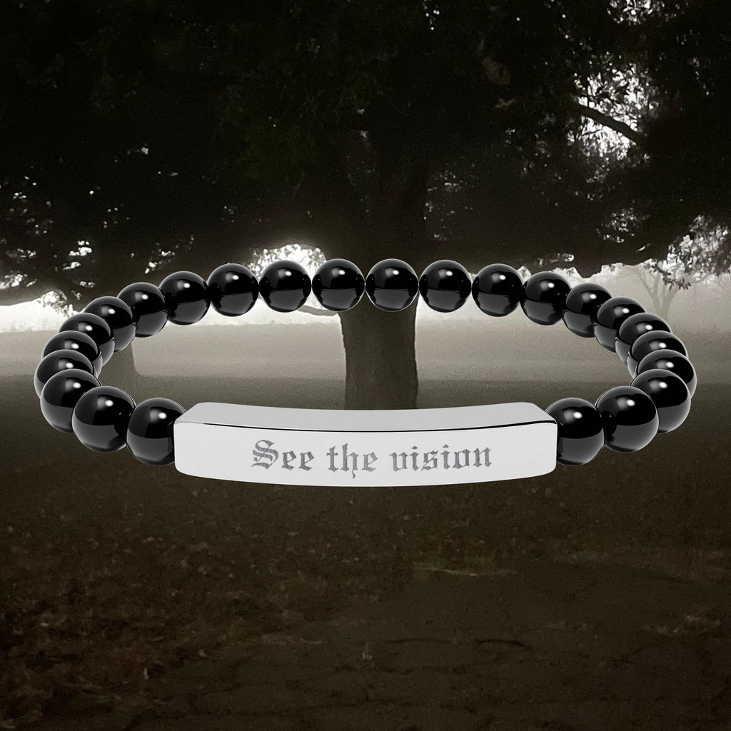 Engraved Natural Stone Bar Bracelet