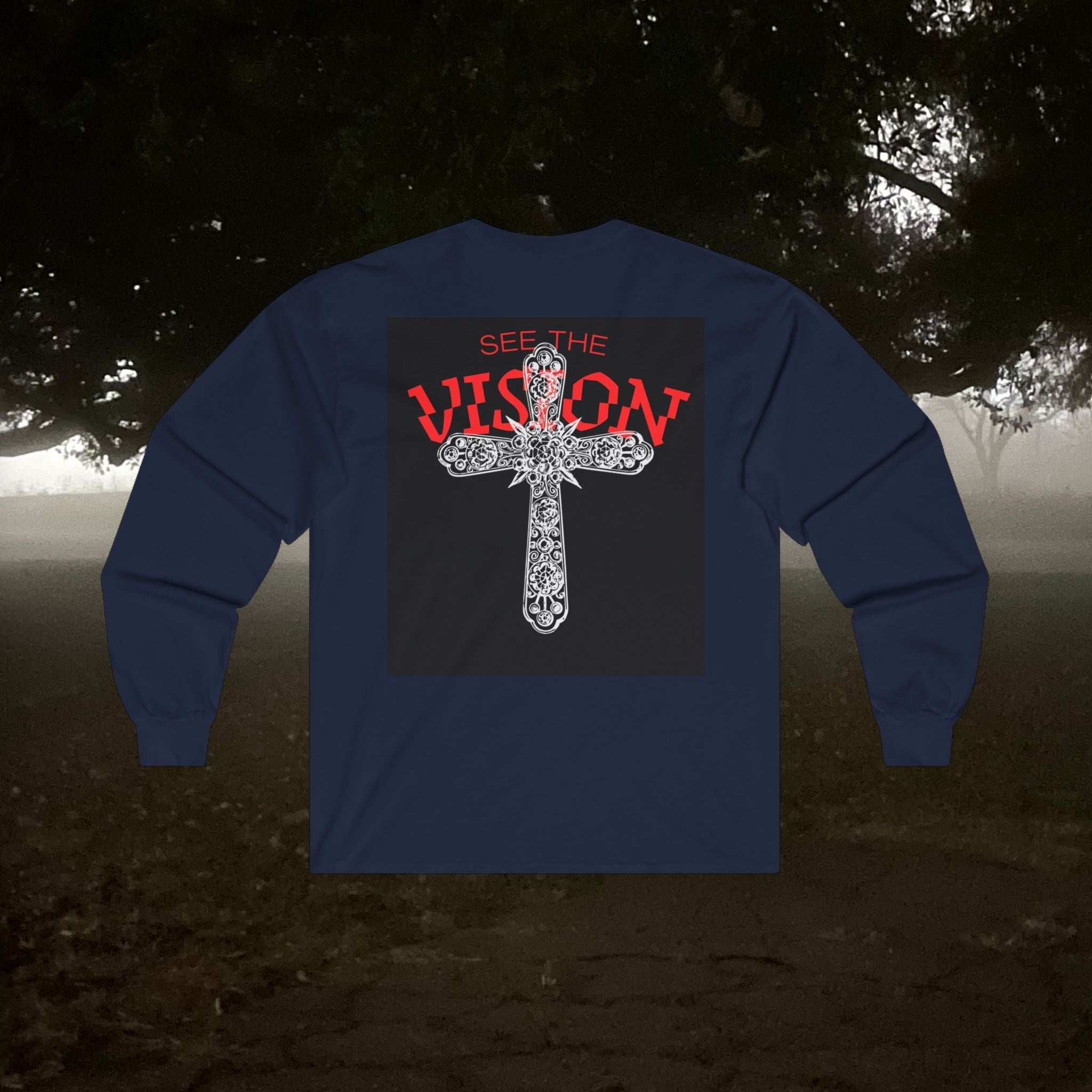 See the Vision Long Sleeve Tee — Gothic Cross Graphic