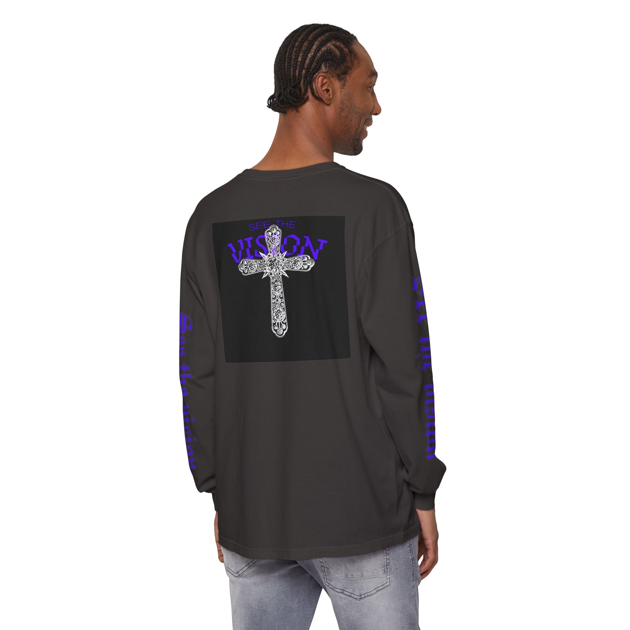 See The Vision Long Sleeve Tee — Gothic Cross Graphic