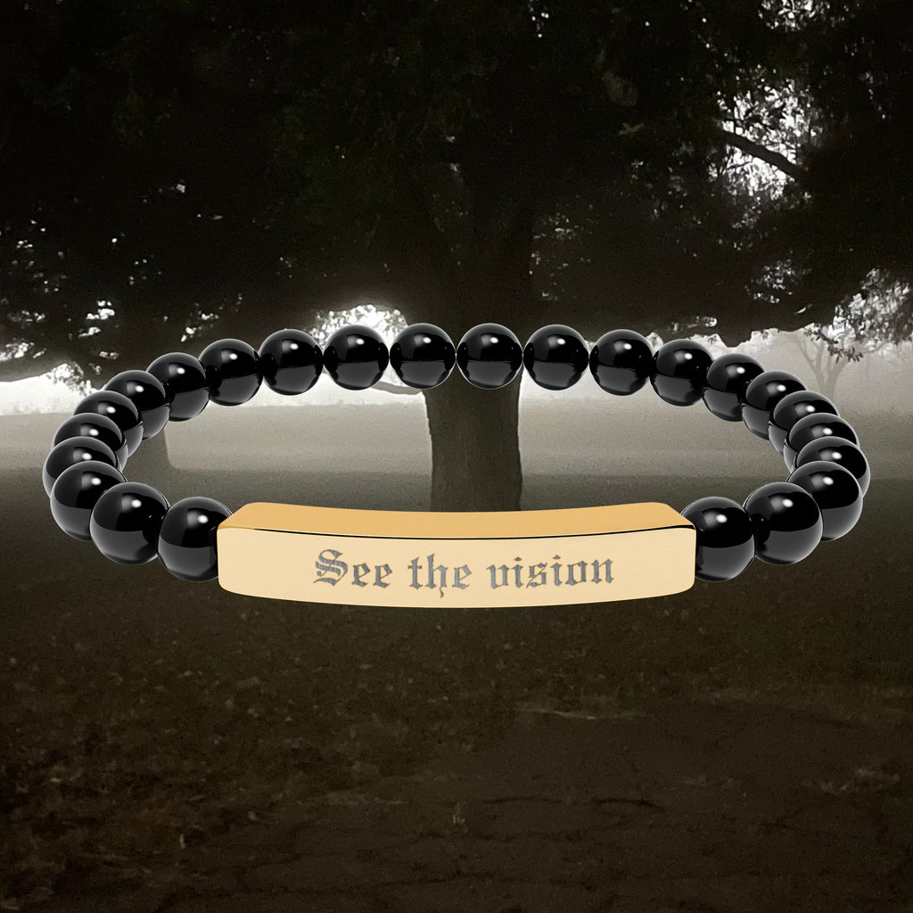 Engraved Natural Stone Bar Bracelet