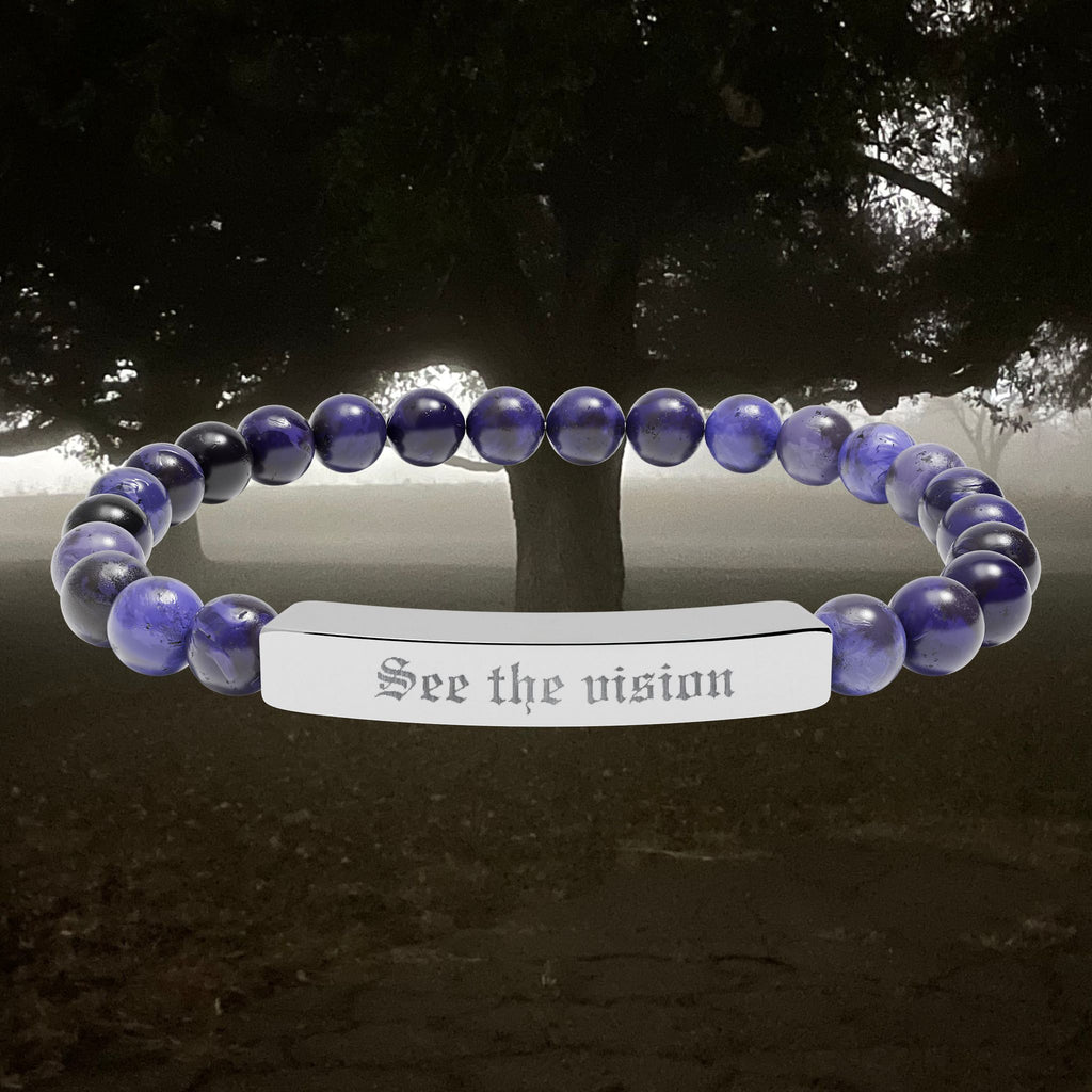 Engraved Natural Stone Bar Bracelet