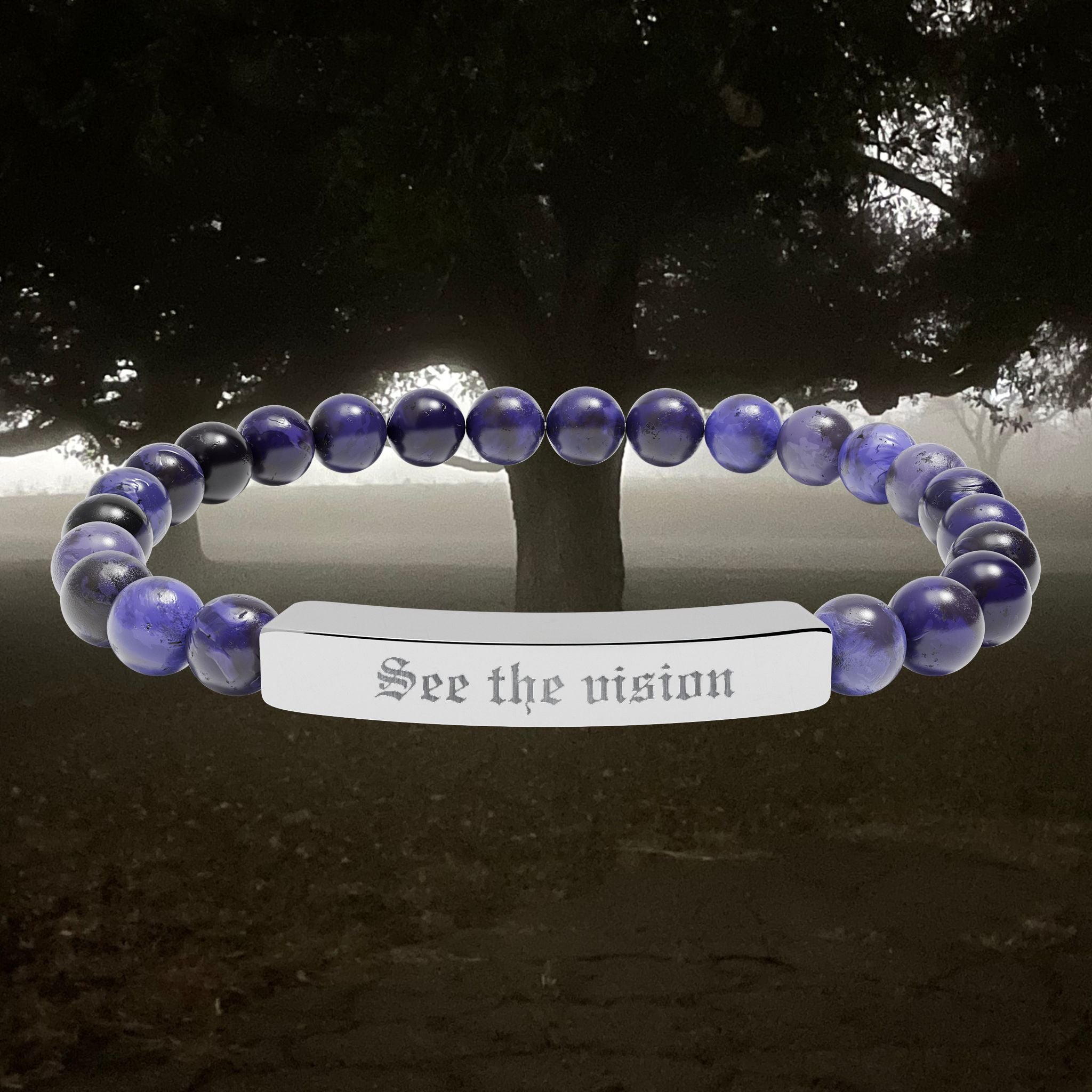 Engraved Natural Stone Bar Bracelet