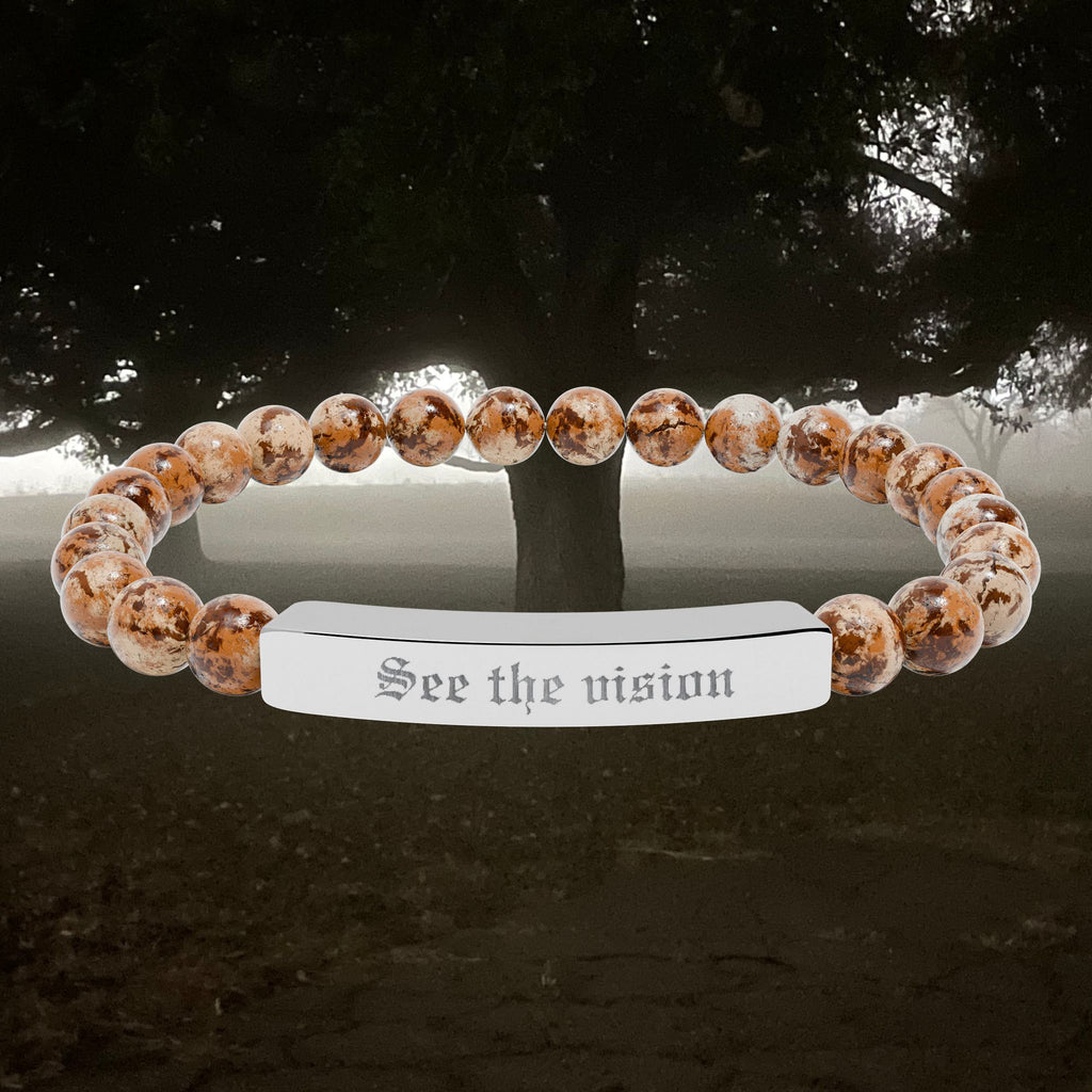 Engraved Natural Stone Bar Bracelet