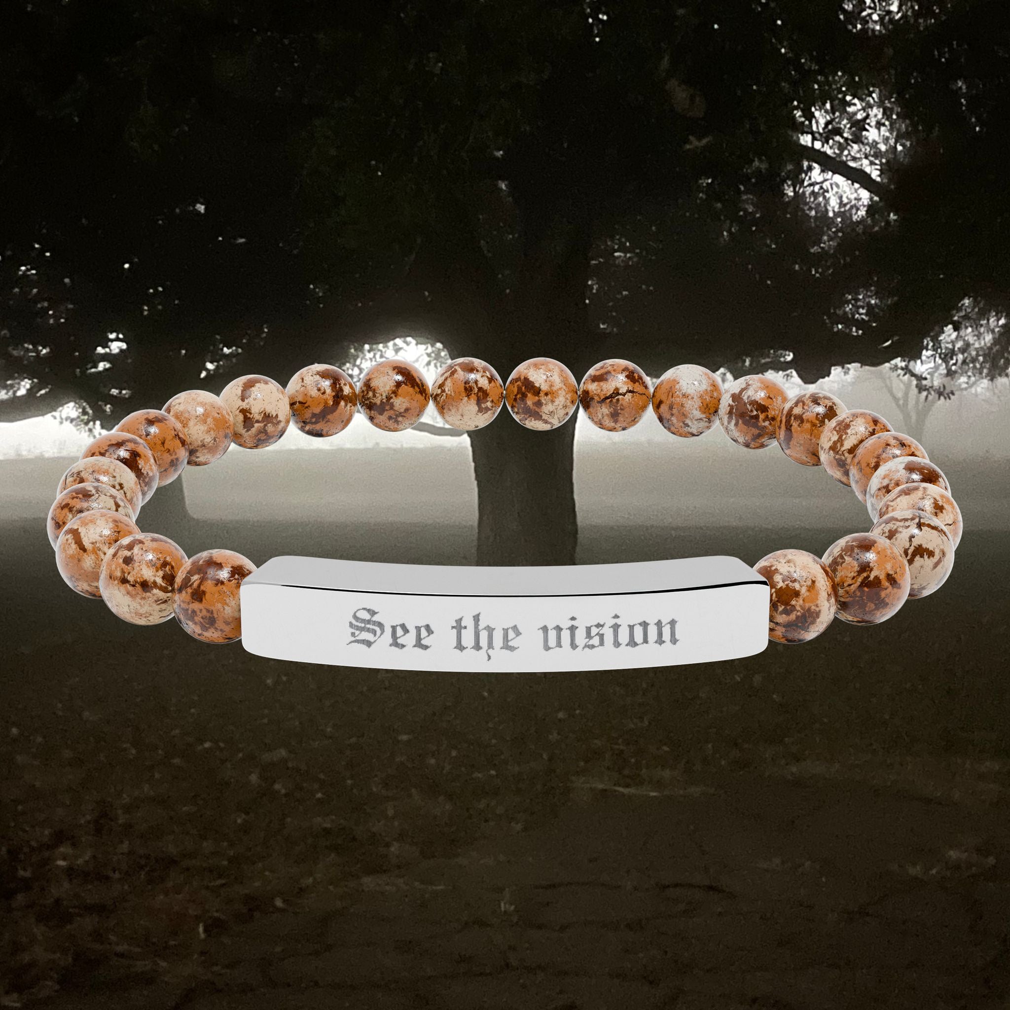 Engraved Natural Stone Bar Bracelet